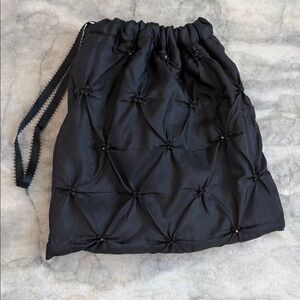 Black Drawstring Evening Pouch